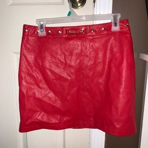 Fake leather red skirt forever 21
